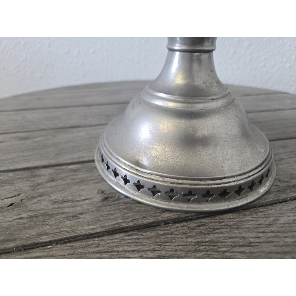 Antique 1900's Nickel Plated Oil Table Lamp Base Only - Picture 6 of 12